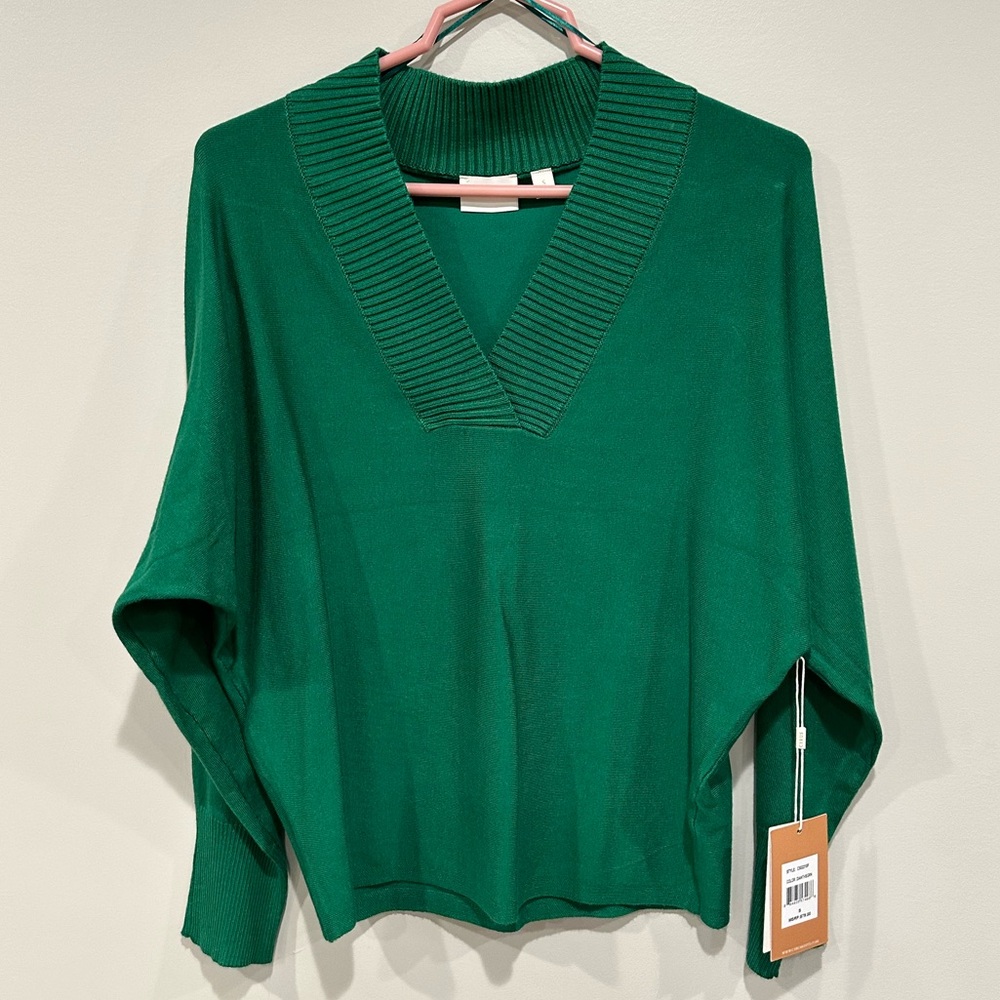 Emerald green v-neck sweater
